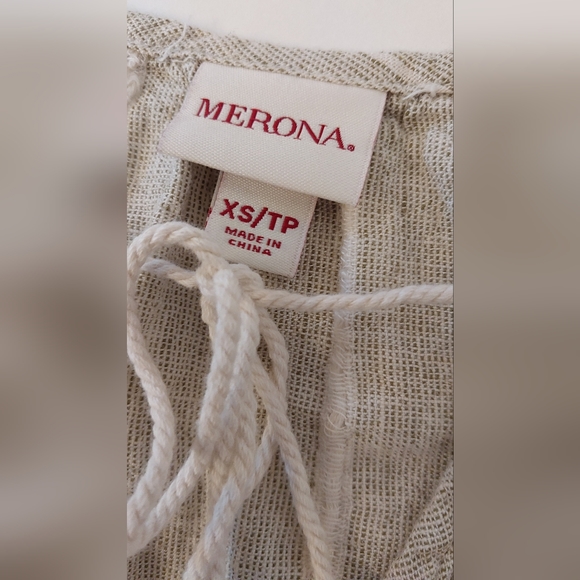 Merona Size XS Tie Neck Boho Tunic Tops/Blouses - Picture 3 of 7